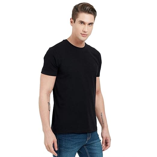 The Perfect Black Men's Premium Stretch Cotton Black ROUND/CREW Neck T-shirt